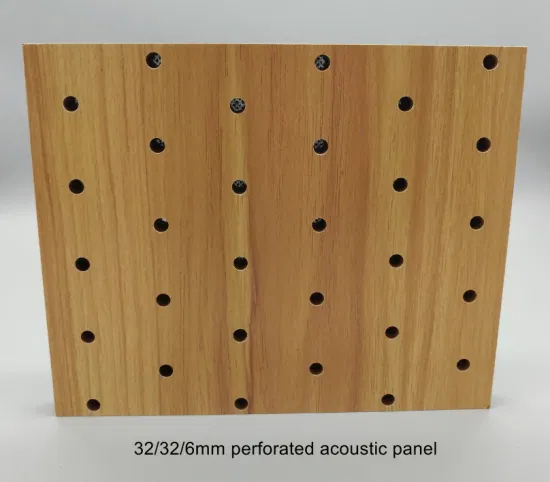 Panel acústico perforado recto de 32/32/6 mm para solución de absorción acústica de paredes y techos