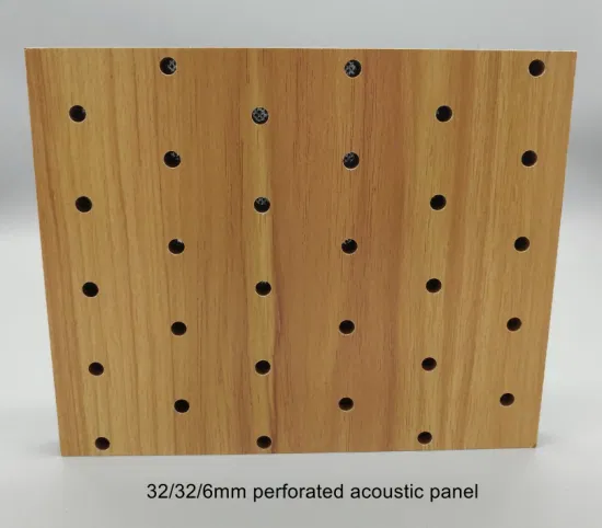 Panel acústico perforado recto de 32/32/12 mm para solución de absorción acústica de paredes y techos